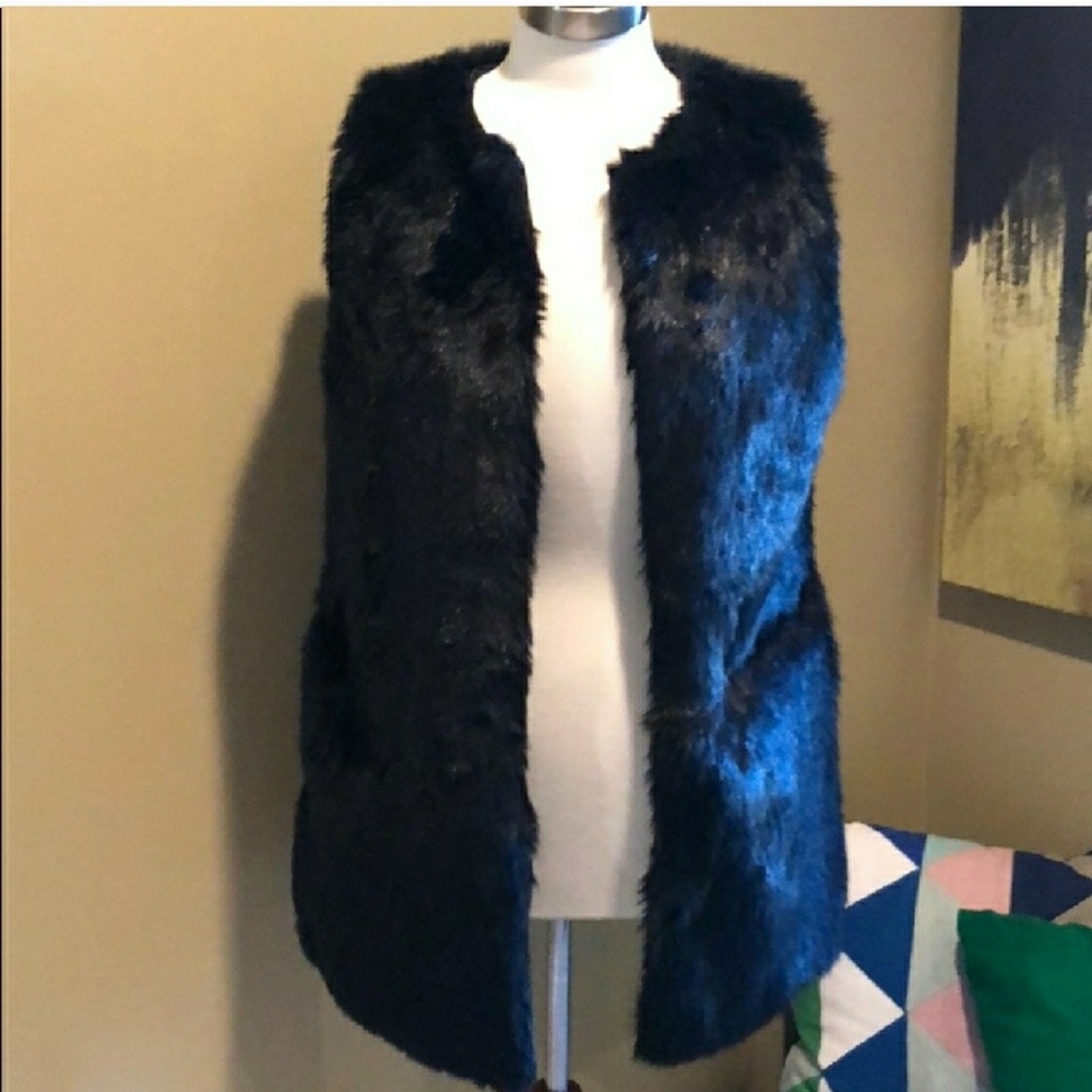 New Long Black Fur Vest....Best offer!!!!